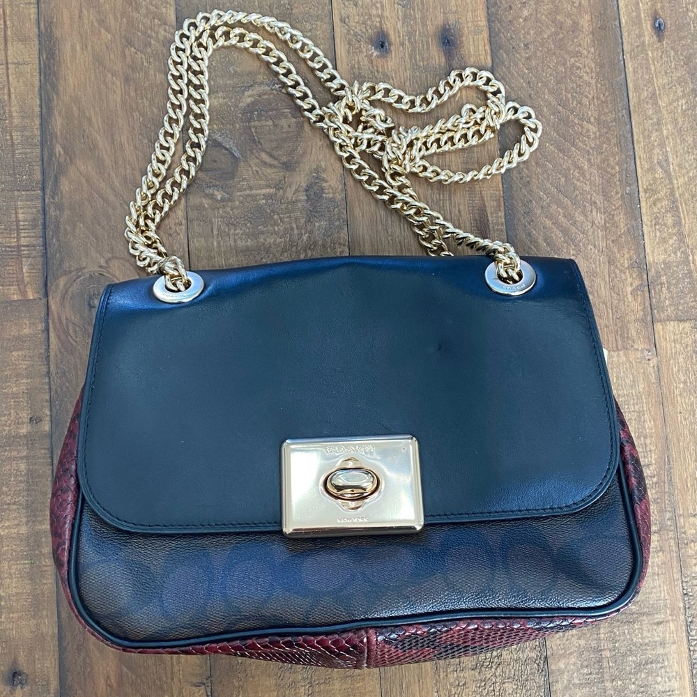 Coach shoulder bag/crossbody with snakeskin bottom F48620